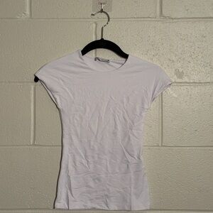 Zara White Fitted Short Sleeve T-Shirt